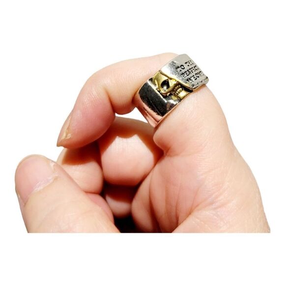 Brand New Silver With Gold Skulls Ring Adjustable Size - Picture 2 of 8